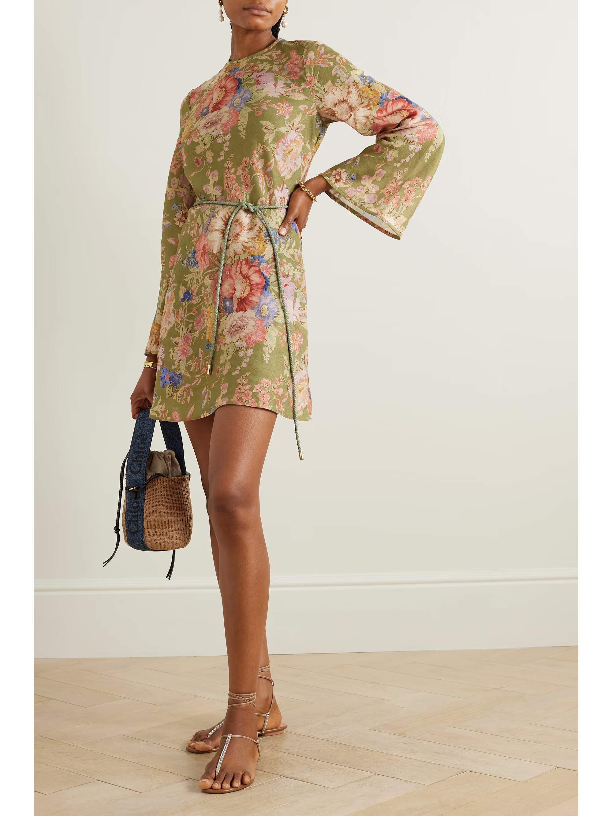+ NET SUSTAIN August belted floral-print linen mini dress | NET-A-PORTER (US)