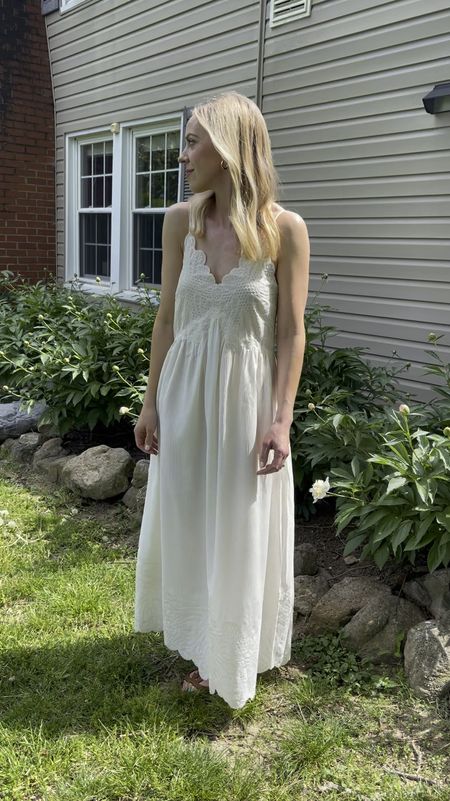 White maxi dress under $100 (true to size; wearing XS)

#LTKover40 #LTKfindsunder100 #LTKVideo