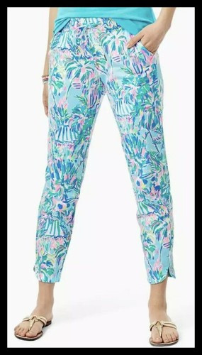 NWT Lilly Pulitzer Emora Knit Pant Blue Ibiza Cabana Cocktail M SUPER COMFY | eBay US
