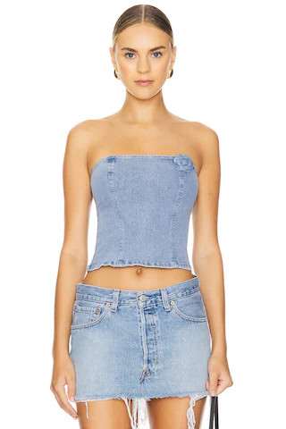MORE TO COME Yanin Corset in Light Blue Wash from Revolve.com | Revolve Clothing (Global)
