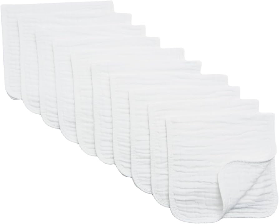 Synrroe Burp Cloths Large, Muslin Burp Cloths for Baby Girls and Boys, Pack of 10 Extra Absorbent... | Amazon (US)