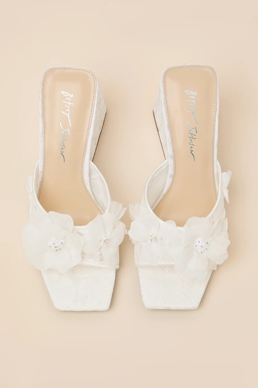 SB-Heath Ivory Floral Lace High Heel Slide Sandals | Lulus