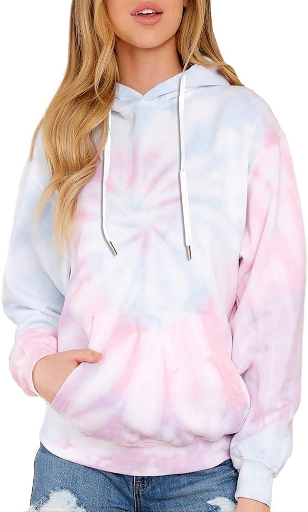 Trendy Queen Women's Hoodies Reverse Tie Dye Sweatshirt Printed Hooded Long Sleeve Pullover for T... | Amazon (US)