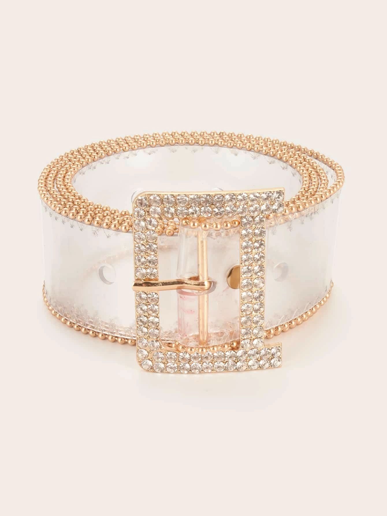 New Year Rhinestone Engraved Square Buckle Transparent Belt
   
    SKU: swbelt03190919147
      ... | ROMWE