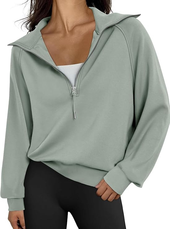 Trendy Queen Womens Oversized Sweatshirts Half Zip Pullover Long Sleeve Quarter Zip Hoodies Teen ... | Amazon (US)