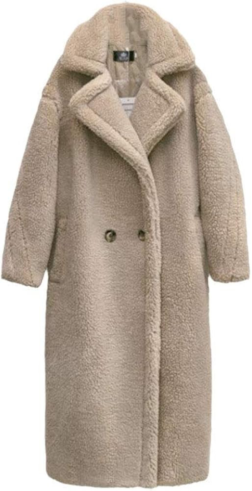 Pink Long Teddy Bear Coat,Women Winter Warm Faux Fur Jacket,Ladies Teddy Outdoor Overcoat | Amazon (US)