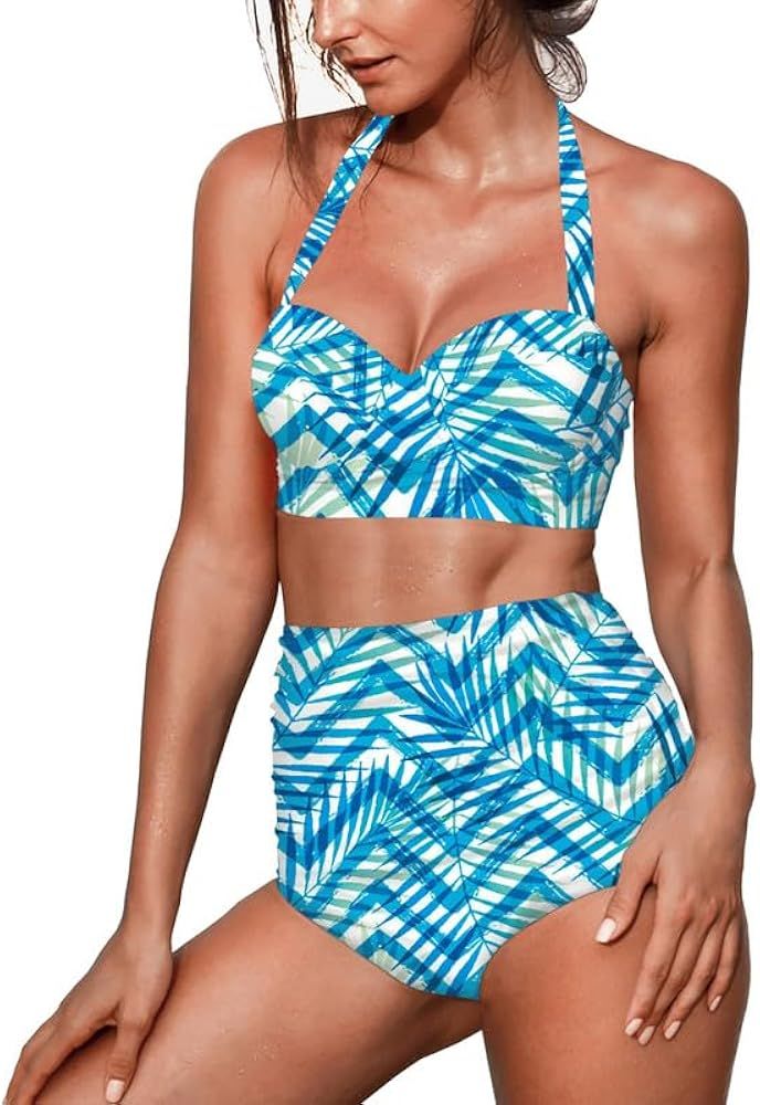 Uskorhein Hamburger Maze Mushroom Dragonfly Women's High Waisted Bikini Set 2 Pcs Bikini Tummy Co... | Amazon (US)