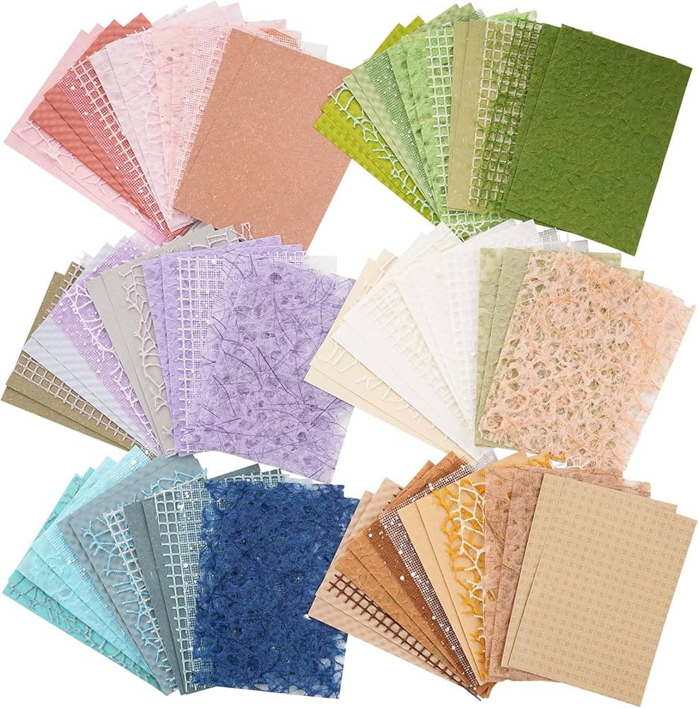 96 Sheets Textured Scrapbook Paper and Mesh Fabric Assorted Set - 6 Pack Mixed Special Paper for ... | Amazon (US)