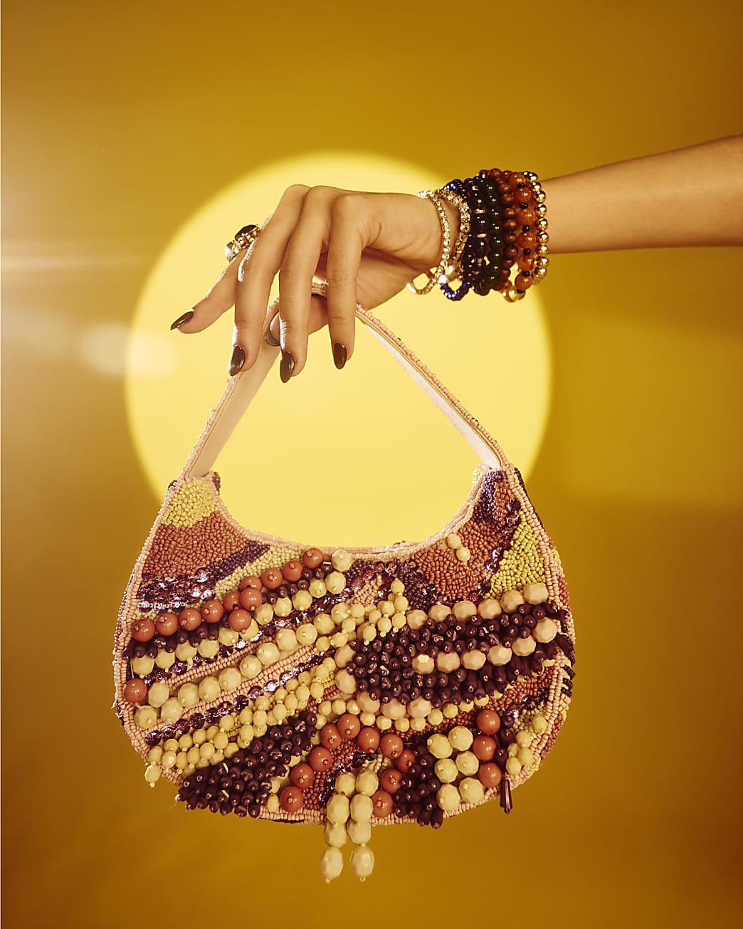 Purple Chunky Beaded Shoulder Bag | River Island UK & IE