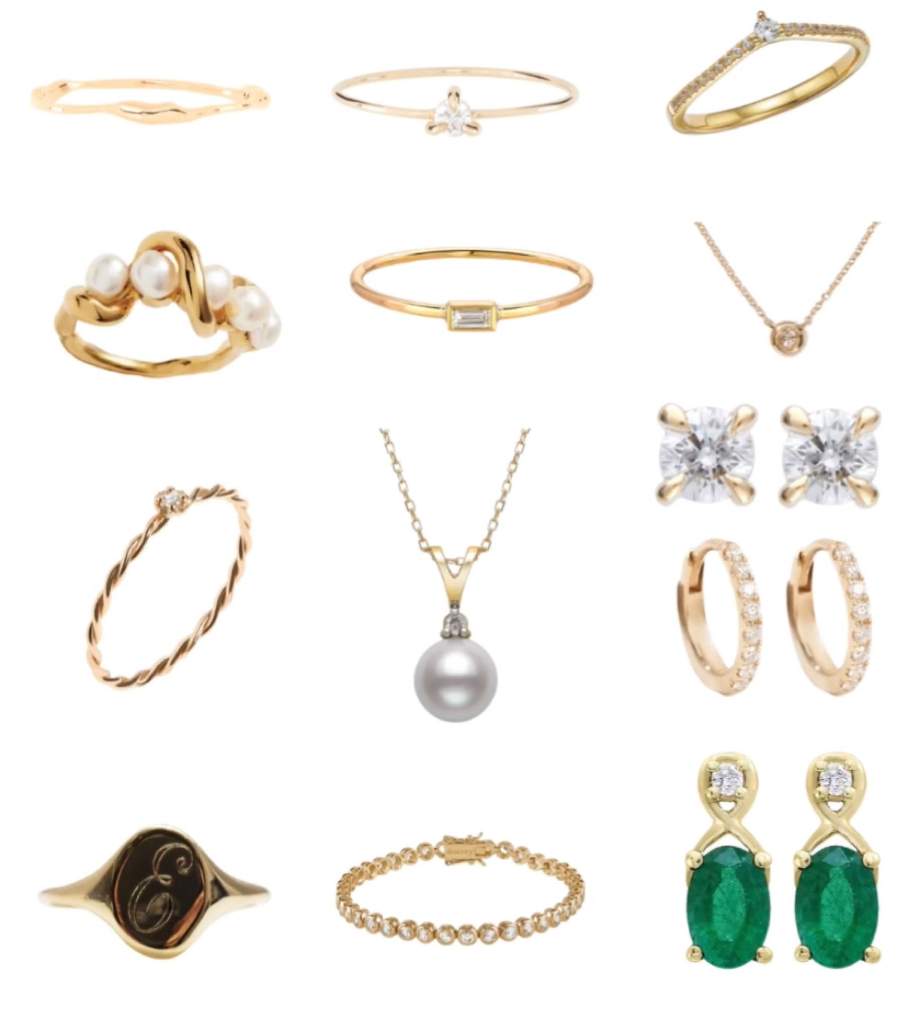 Tiny diamonds // diamond // diamonds // pearl necklace // diamond ring // emerald earrings // cignet ring // fine jewelery // quiet luxury // old money aesthetic // understated jewelry // gold jewelry 

#LTKunder100 #LTKbeauty #LTKwedding