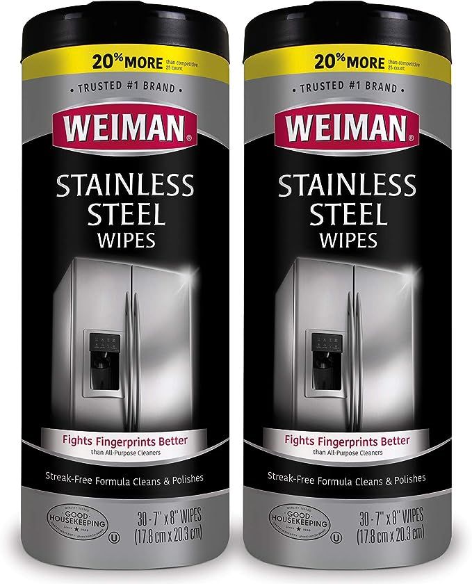 Weiman Stainless Steel Cleaning Wipes [2 Pack] Removes Fingerprints, Residue, Water Marks and Gre... | Amazon (US)