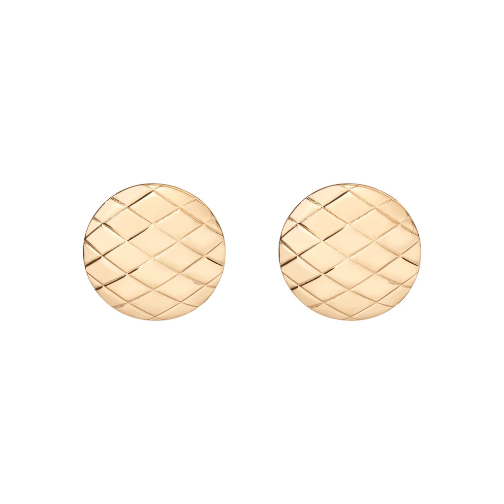 Quilted Gold Button Earrings | AUrate New York