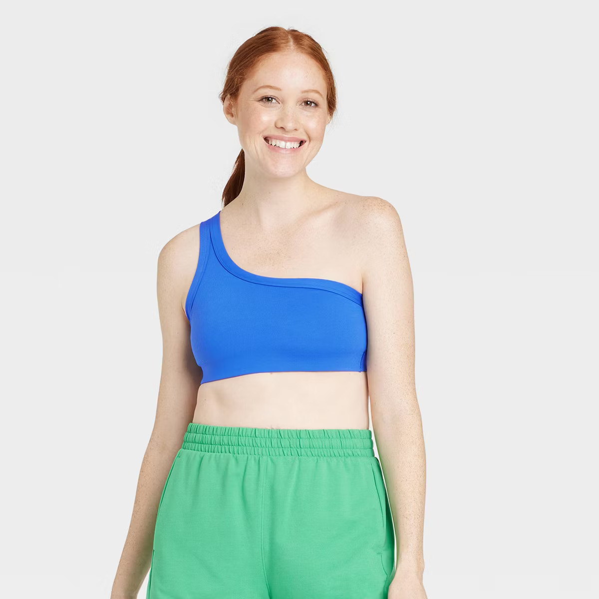 Women's Light Support Brushed Sculpt Asymmetrical Sports Bra - All in Motion™ | Target