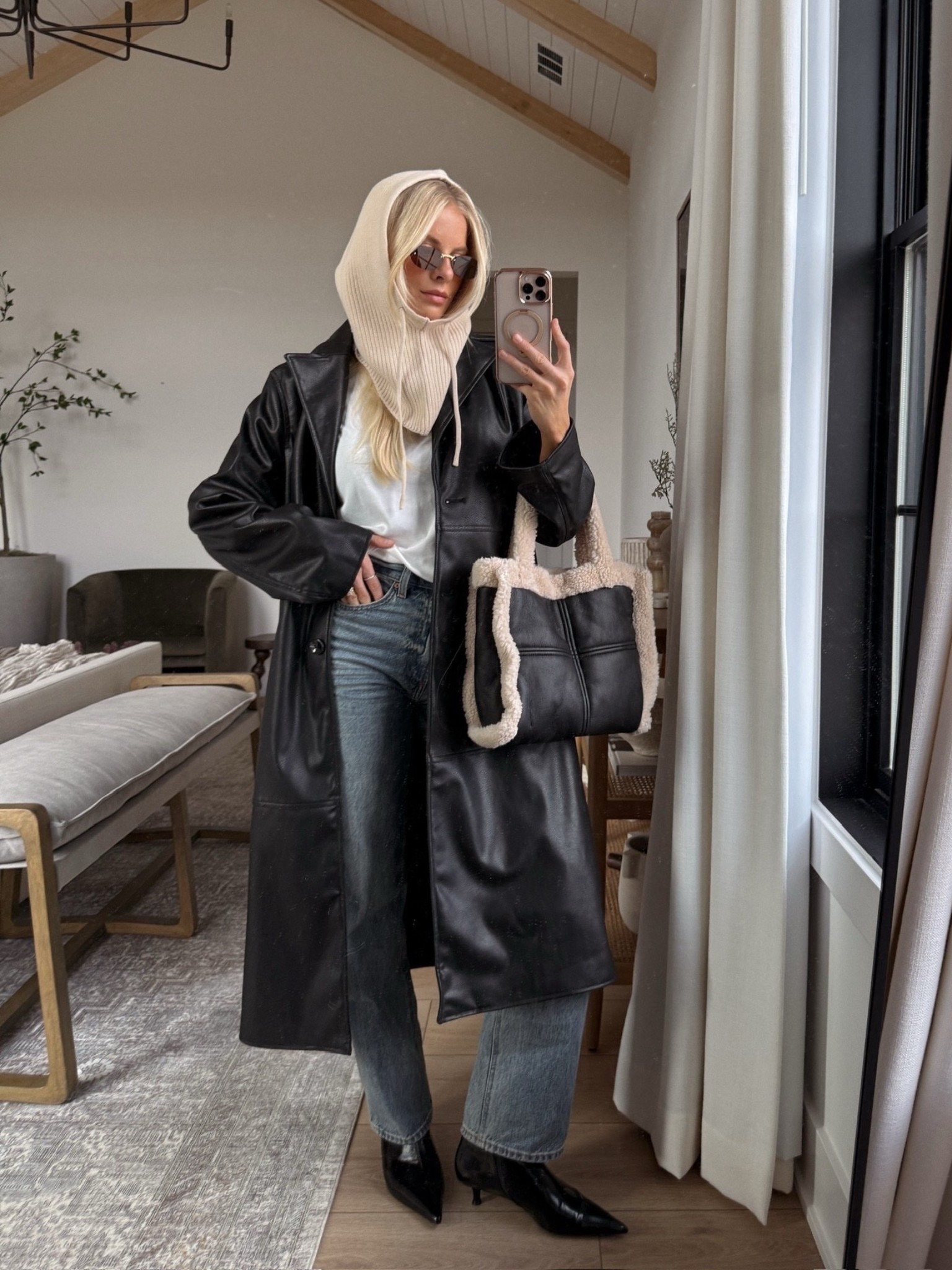 Coat is older, linking similar! Wearing a small in tee, 26 in jeans, boots are tts! #kathleenpost

Winter outfit idea, winter fashion, leather trench look, mountain chic, ski town vibes 

#LTKootd #LTKSeasonal

#LTKdayinmylife #LTKgrwm