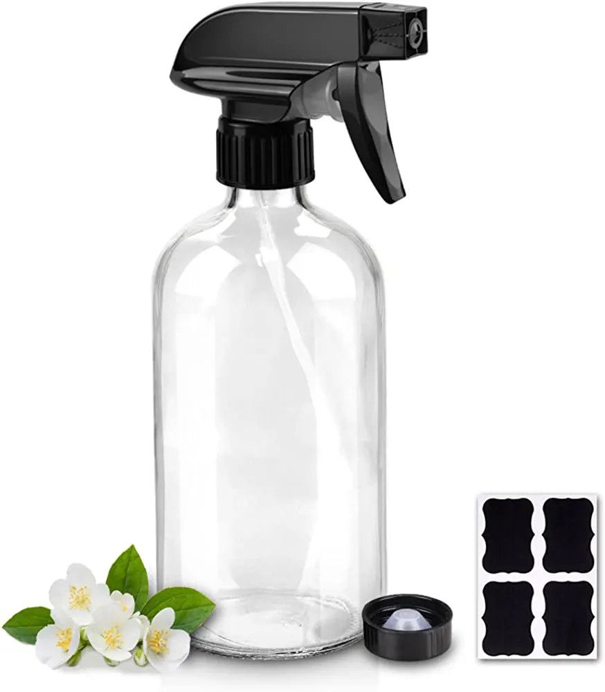 Worldgsb Glass Spray Bottles, 16oz Refillable Containers, Empty Boston Round Bottles with Labels ... | Amazon (US)