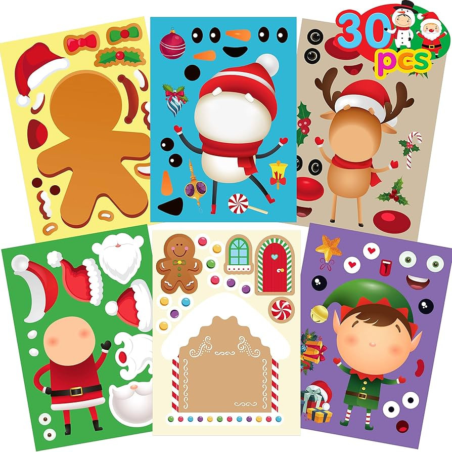 Funnlot Christmas Stickers for Kids 30PCS Christmas Game for Kids Christmas Stickers for Crafts M... | Amazon (US)