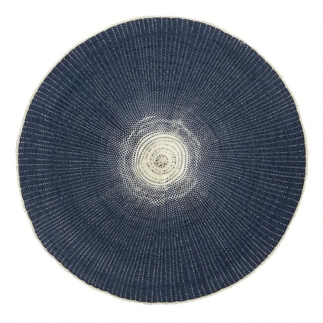 Round Indigo Woven Paper Placemats Set Of 4 | World Market