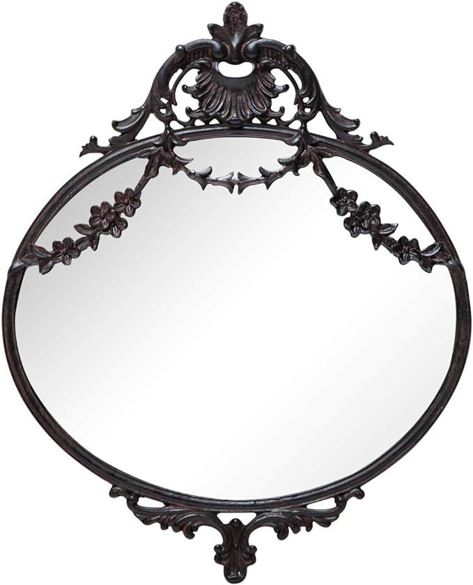NIKKY HOME 10" x 12" Rustic Decorative Metal Oval Wall Mounted Small Mirror for Home Decoration, ... | Amazon (US)