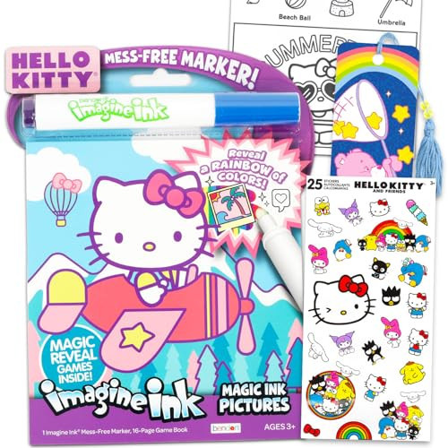 SANRIO Hello Kitty Mess Free Coloring Book Set - Bundle with Hello Kitty Imagine Ink with Mess Free Coloring Pages Plus Stickers, More | Coloring Activities for Girls, Kids | Amazon (US)