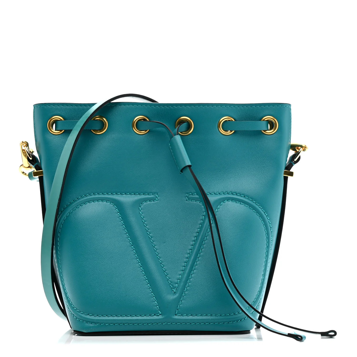 Calfskin Vlogo Bucket Bag Blue | FASHIONPHILE (US)