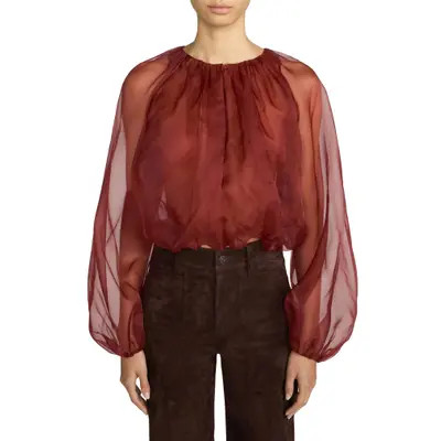 FRAME Sheer Silk Top in Cream at Nordstrom, Size X-Small | Nordstrom