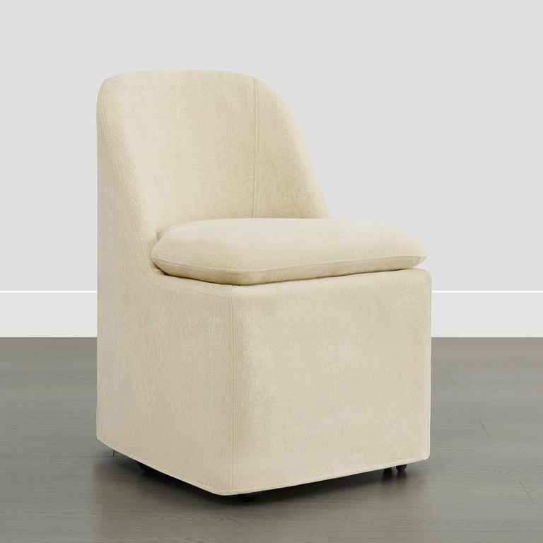 Spruce & Spring Slipcover Dining Chair with Upholstery and Hidden Casters Set of 2, Sand | Walmart (US)
