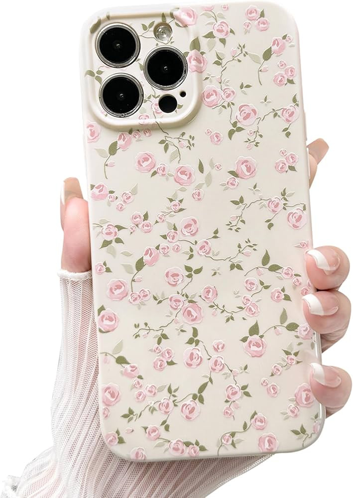 NITITOP Compatible with iPhone 16 Pro Max Case Cute Flower Women Girls Floral Light Pink Rose Des... | Amazon (US)