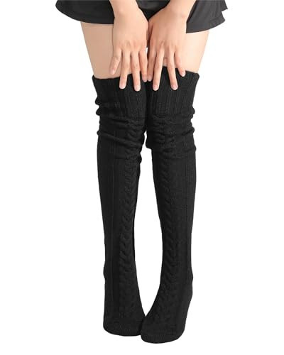 Black Over Knee High Socks for Women | Amazon (US)