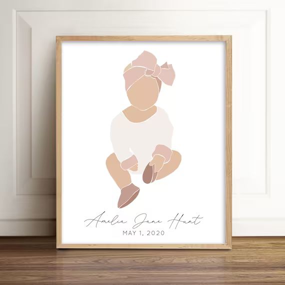 Custom Baby Girl Illustration Baby Girl Nursery Decor Baby | Etsy | Etsy (US)