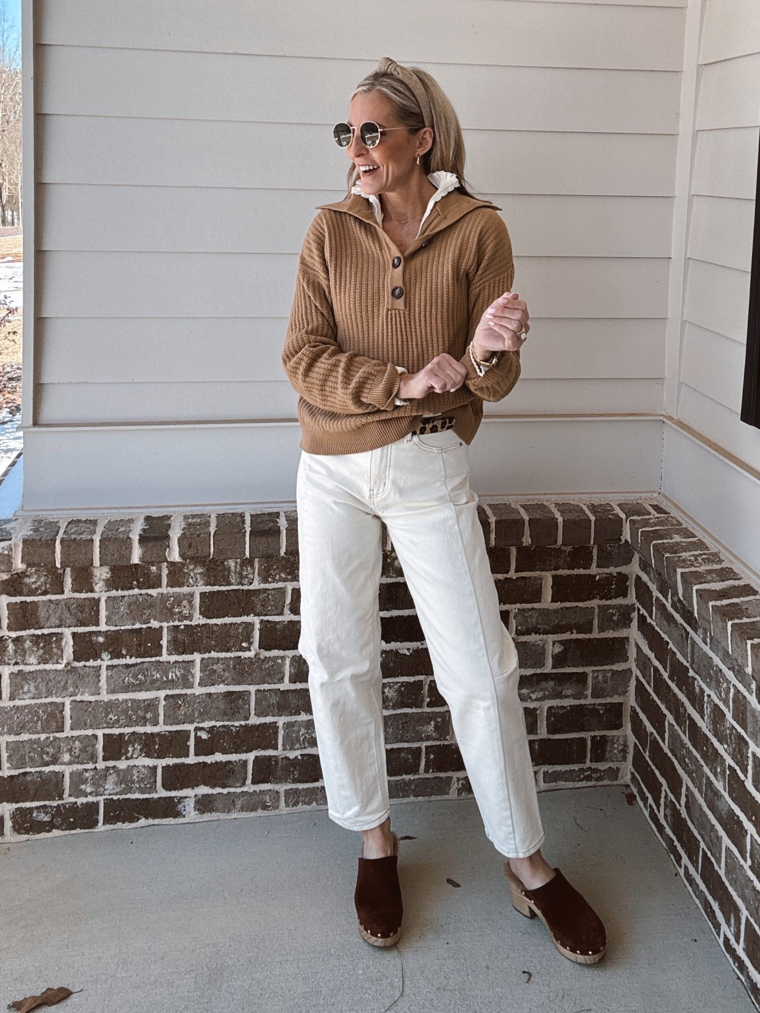 Everything under $30 – classic styling with accents that make it irresistibly Girlie This polo sweater from Jessica Simpson is super soft paired with these barrel leg jeans from time and true both under $30. I added this pullover Henley sweater for an extra layer also under $30. Top size medium- jeans 0 sweater S 

#LTKgrwm #LTKdayinmylife #LTKmomlife