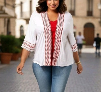 Style & Co. Women's Plus 1X NWT Embroidered Fringed Kimono Spring Summer Boho | eBay US