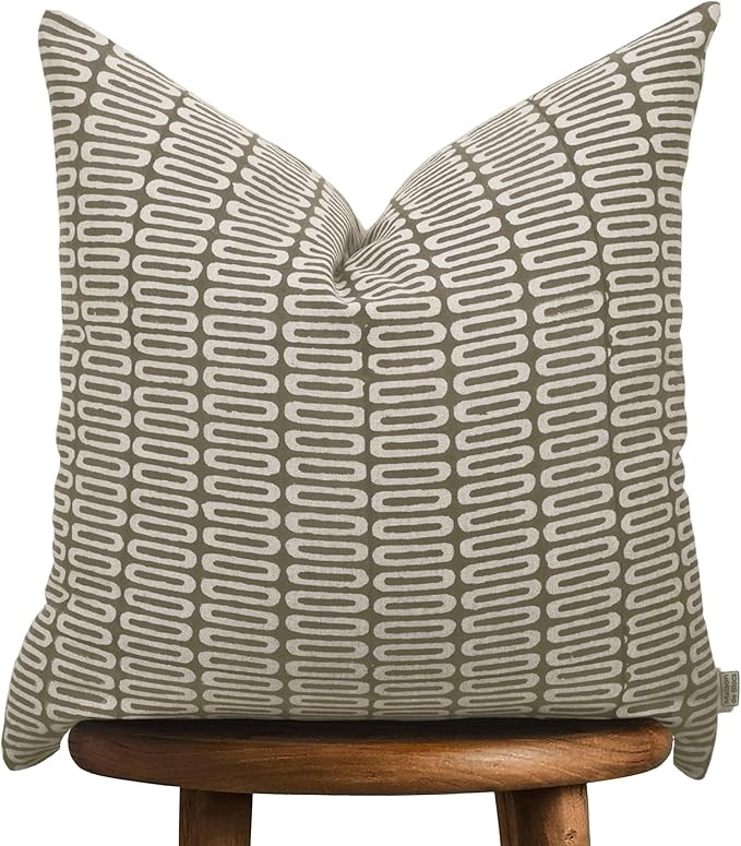 Handmade Block Print 100% Thick Cotton 20 x 20 inch Throw Pillow Cushion Cover with Zipper - Pill... | Amazon (US)