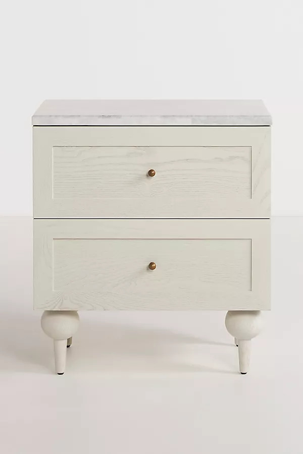 Fern Marble Top Two-Drawer Nightstand | Anthropologie (US)