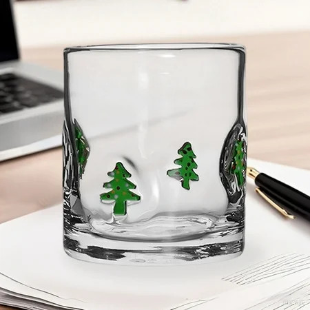 Green Christmas Tree Icon Juice Cups 14oz Cute Icon Juice Glasses Old Fashioned Hand Blown Drinking Cups for Xmas Party Drinkware Ideal Christmas Gift | Walmart (US)