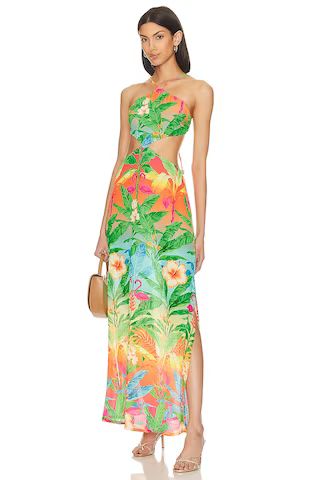 Luli Fama Palm Breeze Cut Out Long Dress in Multicolor from Revolve.com | Revolve Clothing (Global)