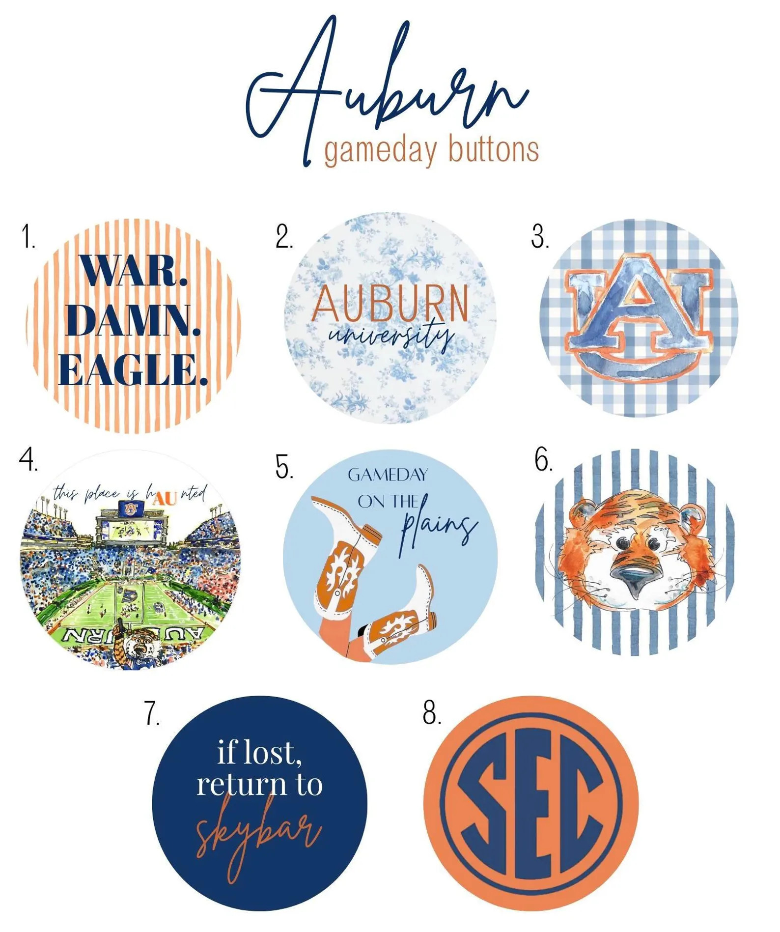 AUBURN Gameday Buttons - Etsy | Etsy (Global)