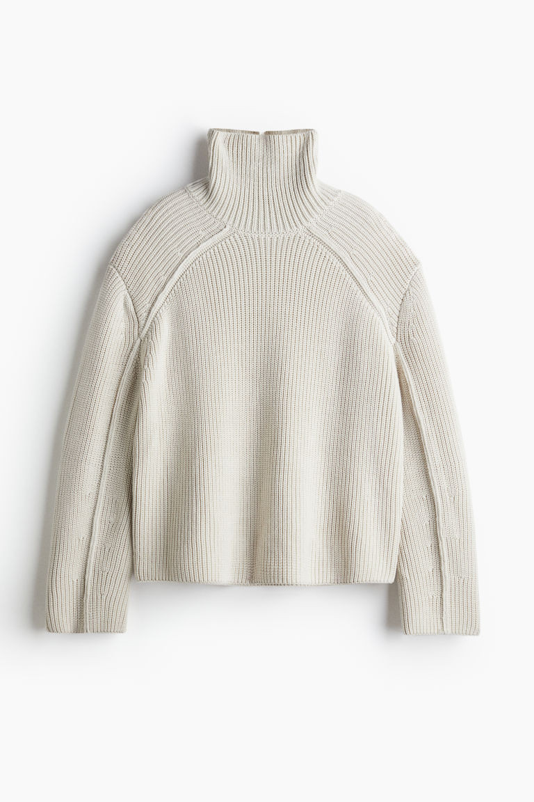 H & M - Wool Sweater with High Collar - Brown | H&M (US + CA)