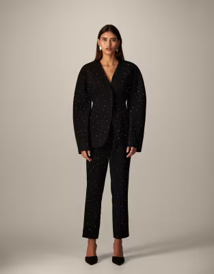 ARRANGE hot fix slim leg tailored trouser co-ord in black | ASOS (Global)