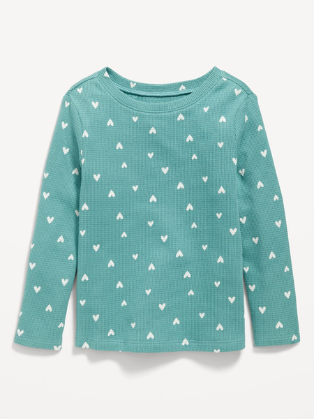 Printed Long-Sleeve Thermal-Knit T-Shirt for Toddler Girls | Old Navy (US)