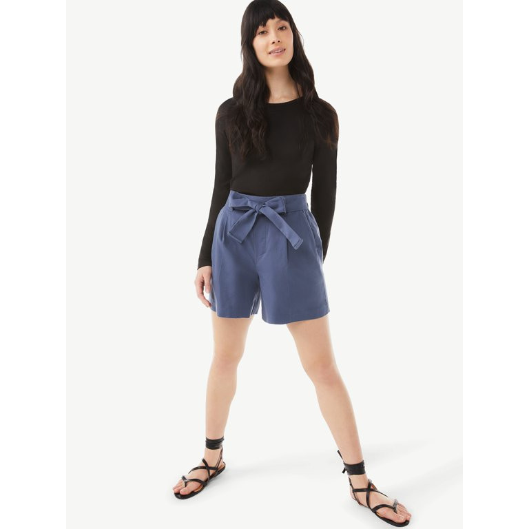 Free Assembly Women's Belted Pull-On Bermuda Shorts - Walmart.com | Walmart (US)