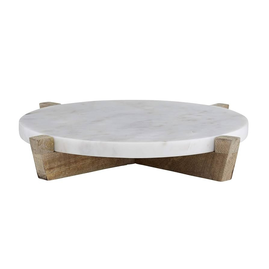 Santa Barbara Design Studio Table Sugar Round Marble Tray with Mango Wood Stand, 11-Inches, Natur... | Amazon (US)