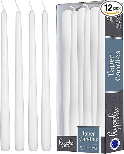 12 Pack Tall Taper Candles - 12 Inch White Dripless, Unscented Dinner Candle - Paraffin Wax with ... | Amazon (US)