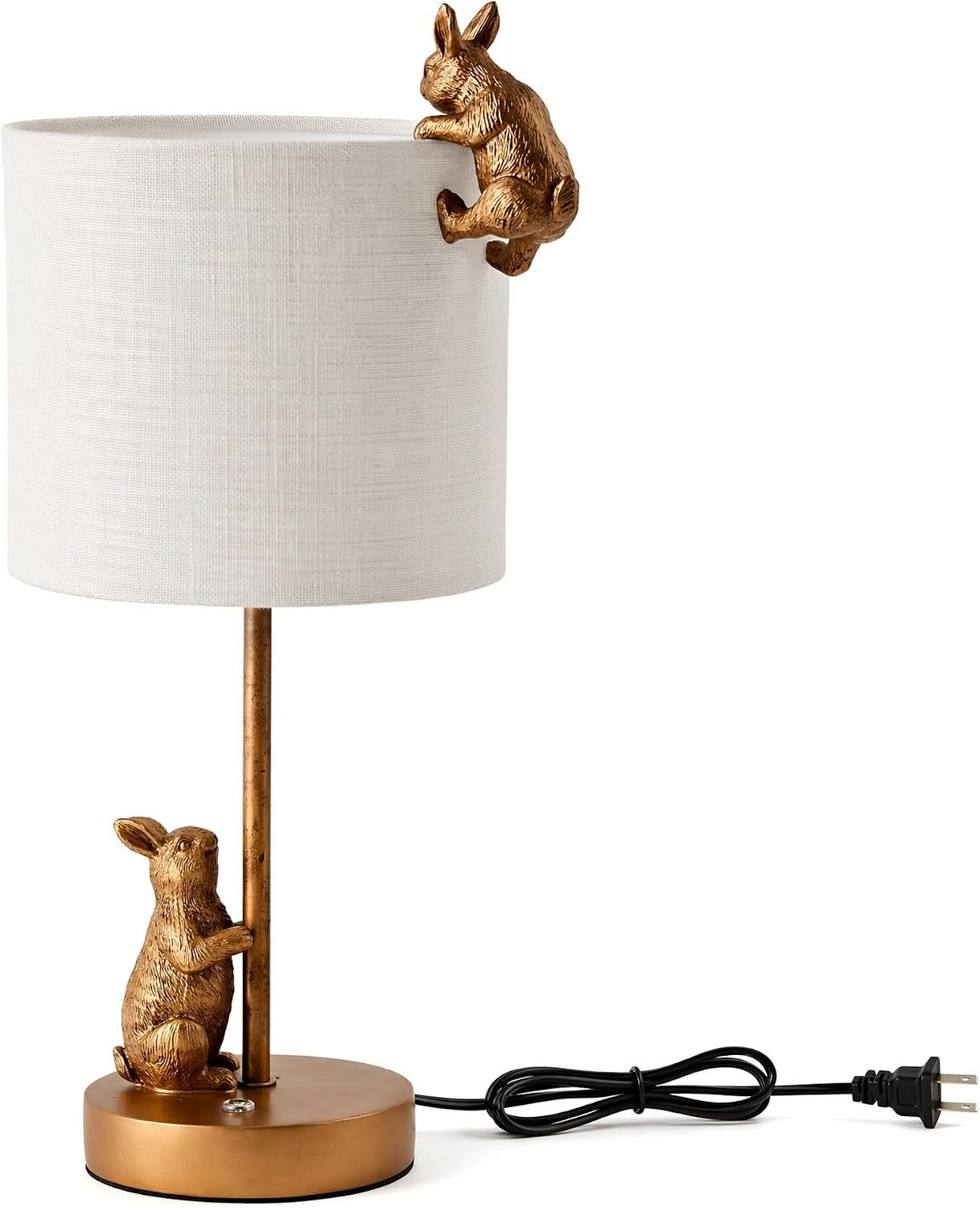 Whimsical 3-Way Dimmable Rabbit Table Lamp 14.5" Antique Bronze Bunny Bedside Light with 7W E26 LED Bulb, Unique Woodland Animal Nightlight for Kids Bedroom Living Room Nursery Decor | Amazon (US)