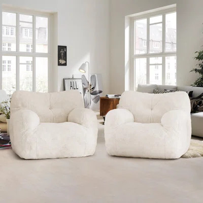 Compression Medium Teddy Fabric Bean Bag Chair (Set of 2) | Wayfair North America