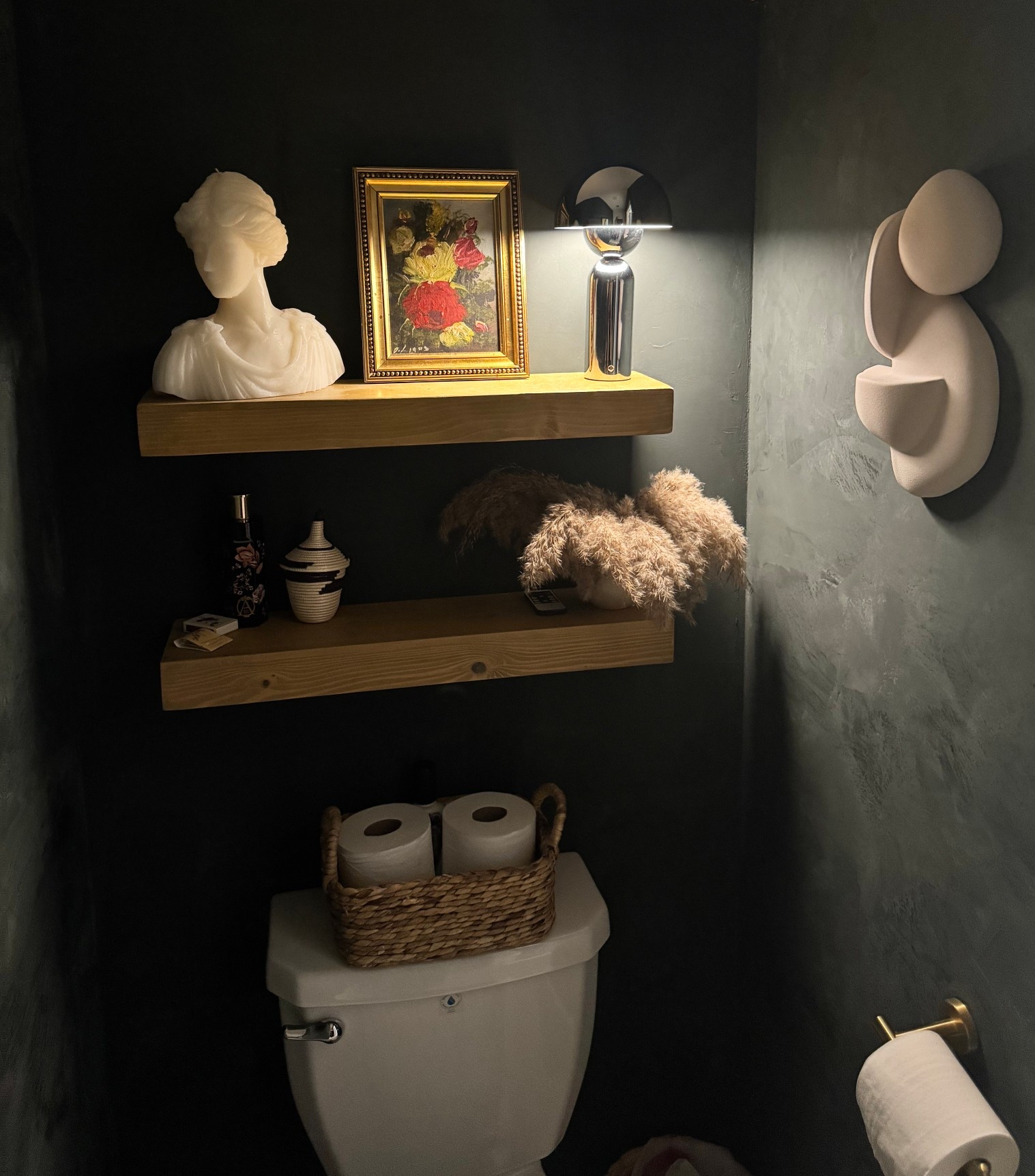 Small spaces deserve attention too 😍 our powder/guest bathroom downstairs is very small so we took the opportunity to make it as cozy and inviting as possible. We love it in here! 🤎🤍💛

powder bath decor | guest bathroom | moody bathroom | dark academia | modern boho | modern vintage decor | anthro vibes | Roman clay | cozy | portola paints

#LTKFindsUnder100 #LTKFindsUnder50 

Our powder bath decor is linked here! Roman clay is from Portola Paints in the color Lone Park 🤎


cozy home | builder grade to cozy | moody powder bath | affordable home decor#LTKStyleTip

#LTKFindsUnder50 

#LTKHome