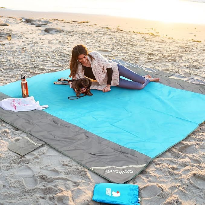 covacure Beach Blanket - Extra Large Beach Blanket Waterproof Sandproof Fits 108”X 85.2" for 8 ... | Amazon (US)