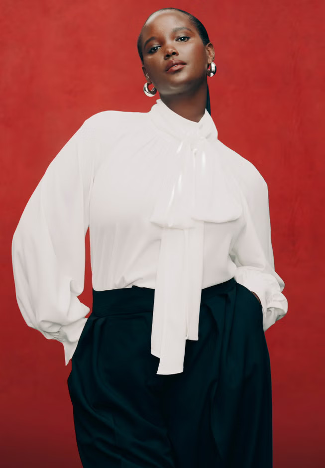 Dramatic Neck-Tie Blouse | Eloquii