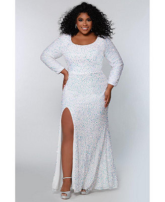 Sydney's ClosetWomen's Long Sleeve Fitted Scoop Neck Sequin Plus Size Gown | Macy's