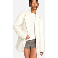 Womens Belted Wool Look Coat - White - 12 | boohoo (US & Canada)