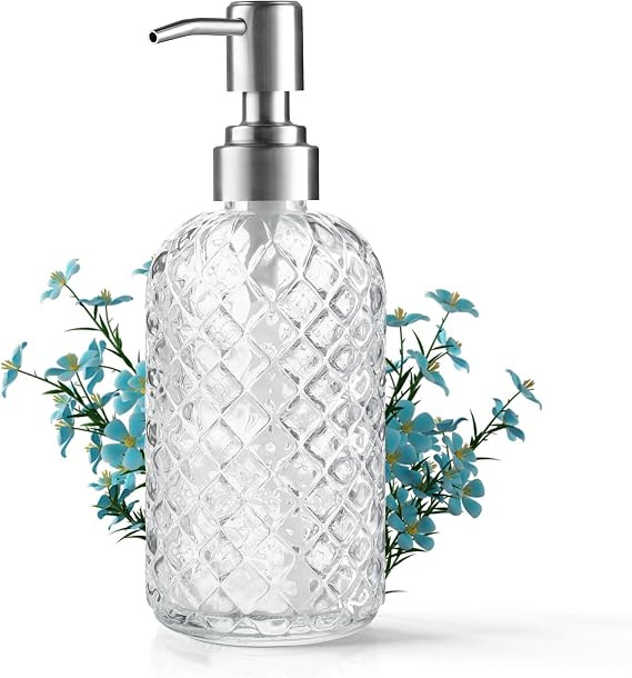 Kaishun 14 OZ Refillable Glass Soap Dispenser for Hand Soap & Lotion, Clear | Amazon (US)